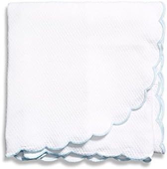 Belle Epoque ISASBEL Embroidered Scalloped Queen Coverlet, White/Light Blue | Amazon (US)