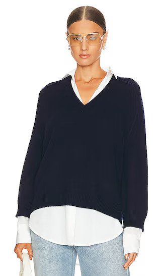 V-neck Layered Pullover in Navy | Revolve Clothing (Global)
