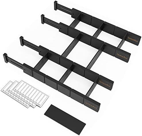SpaceAid Bamboo Drawer Dividers with Inserts and Labels, Kitchen Adjustable Drawer Organizers, Ex... | Amazon (US)