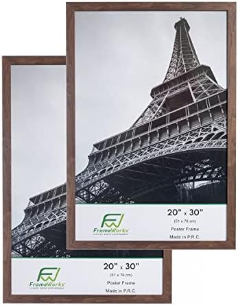 FrameWorks 20” x 30” 2-Pack Dark Oak Back-Loading Wooden Poster Frame with Classic Edges | Amazon (US)