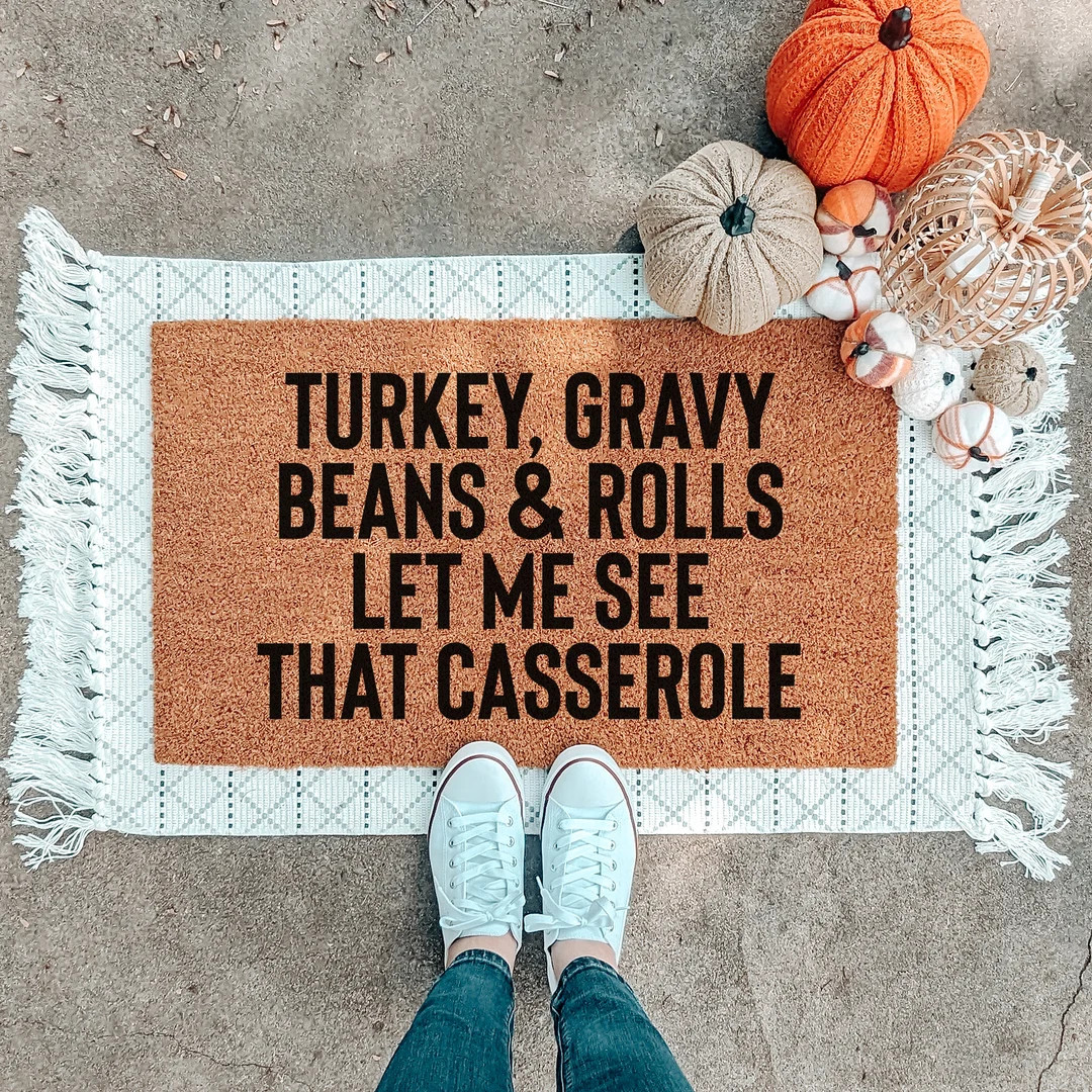 Funny Casserole Thanksgiving Doormat Turkey Gravy Beans and - Etsy | Etsy (US)
