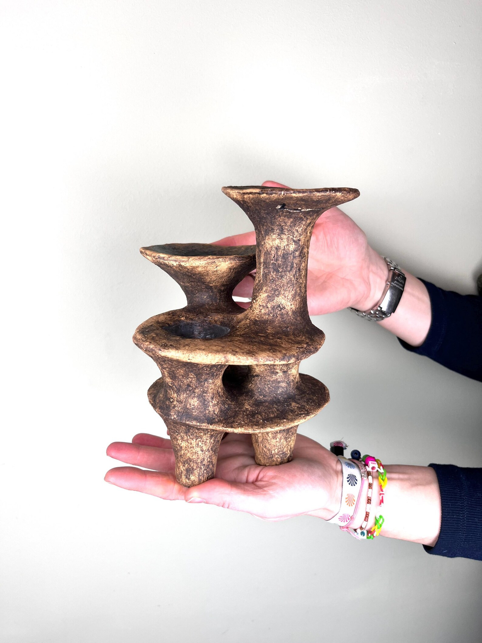 1960s Mid Century Brutalist Studio Stoneware Pale Brown and Black Mushroom / Chimney Sculpture Mu... | Etsy (US)