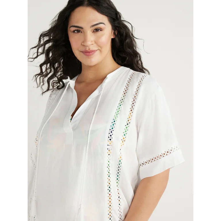 Time and Tru Women's and Women's Plus Peplum Tunic Coverup Dress, Sizes S-3X | Walmart (US)