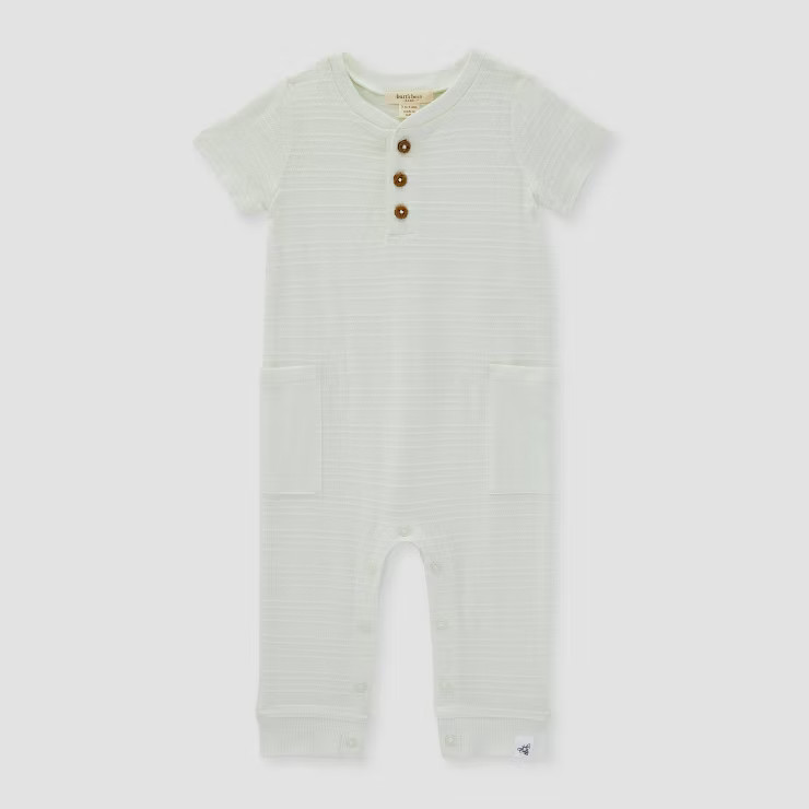 Burt's Bees Baby® Baby Dotted Jacquard Pocket Jumpsuit - Light Green | Target