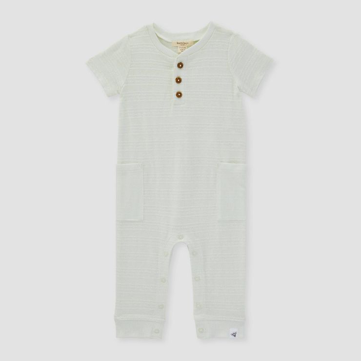 Burt's Bees Baby® Baby Dotted Jacquard Pocket Jumpsuit - Light Green | Target
