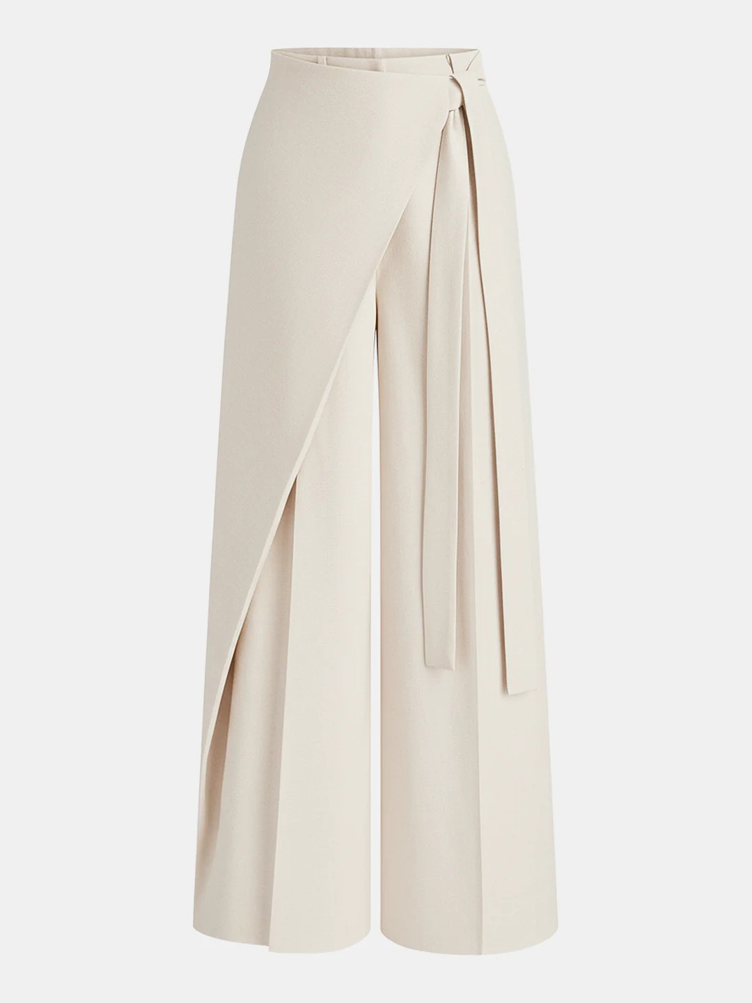 Asymmetric Wrap Wide-Leg Pants | Commense
