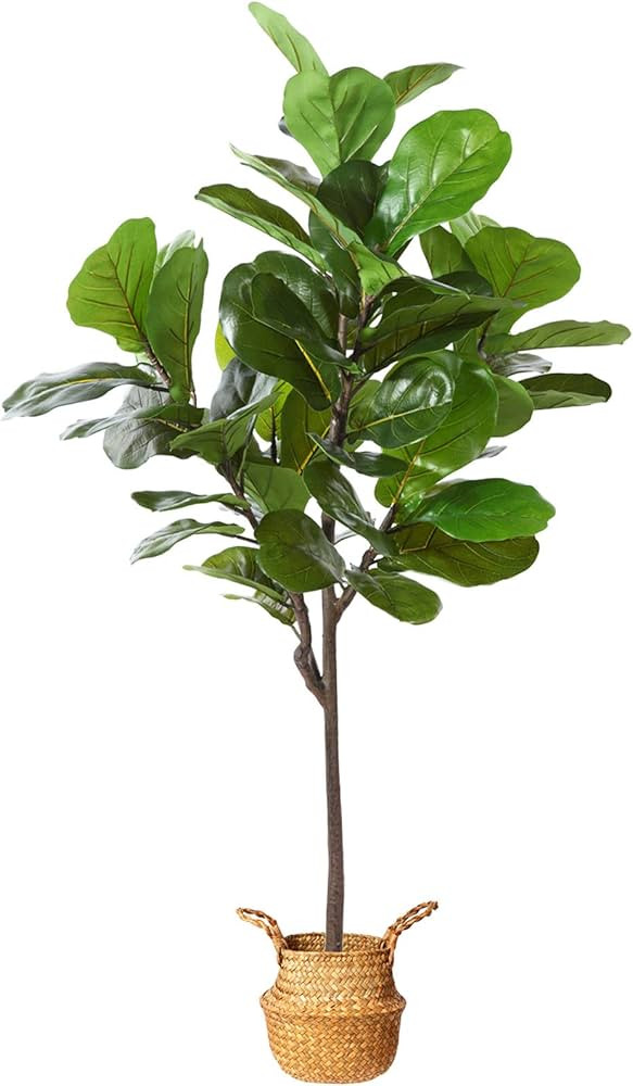MOSADE Artificial Fiddle Leaf Fig Tree 50" Fake Potted Ficus Lyrata Plant with Handmade Seagrass ... | Amazon (US)