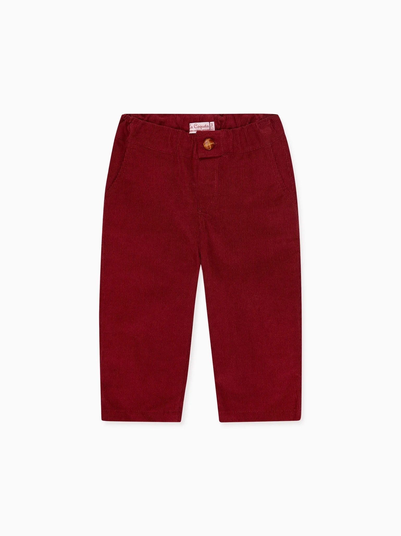 Burgundy Benito Corduroy Baby Pants | La Coqueta (US)