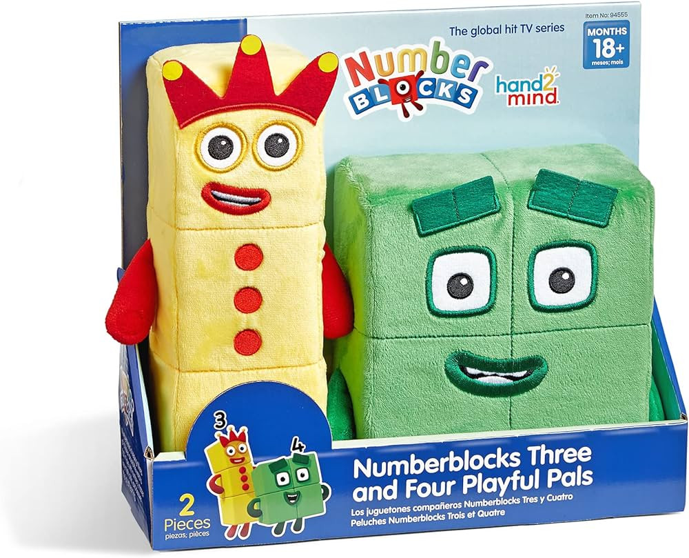 hand2mind Numberblocks Three and Four Playful Pals, Plush Toys, Cute Plushies, Stuffed Toys, Numb... | Amazon (US)