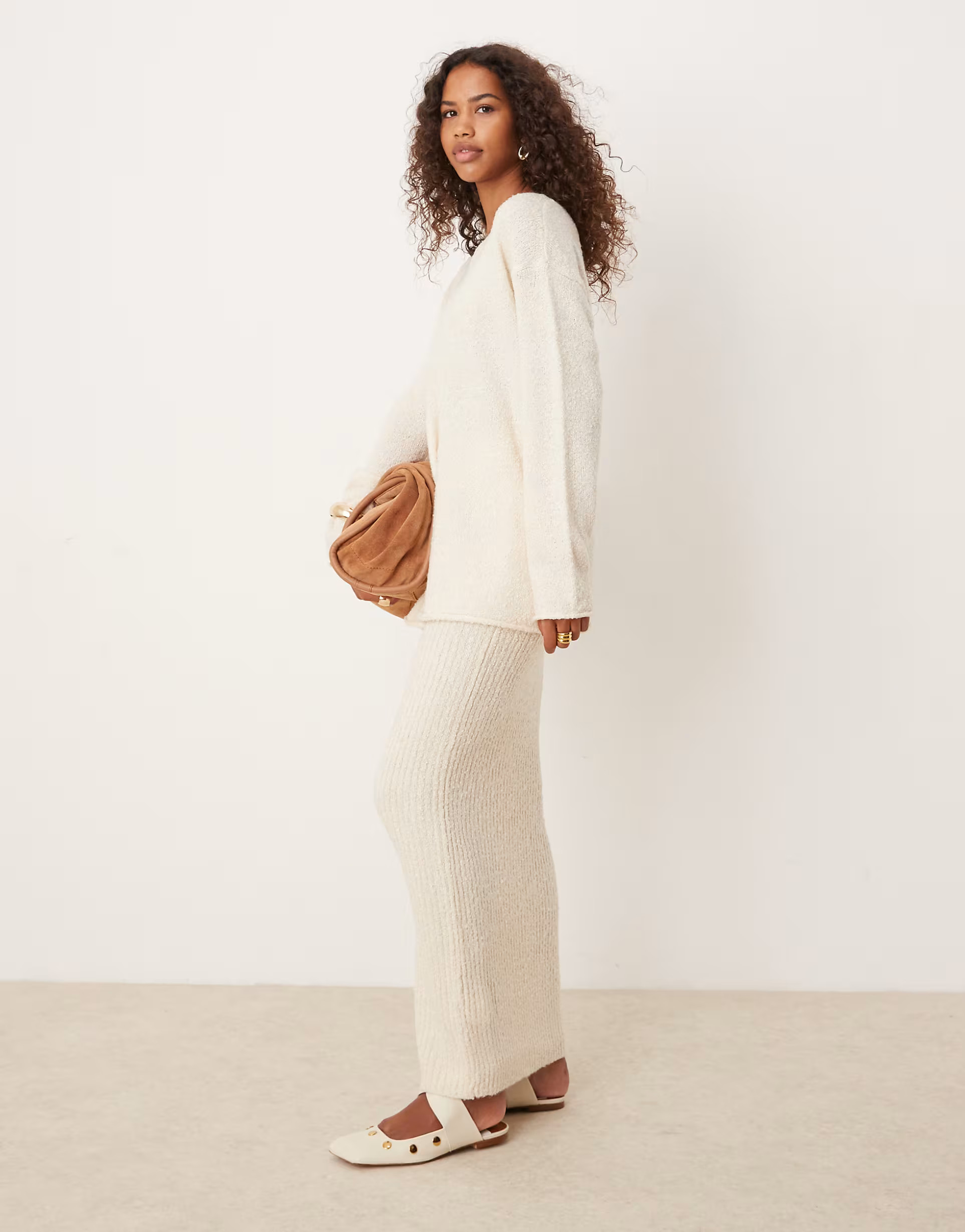 Glamorous maxi skirt in cream knit co-ord | ASOS (Global)