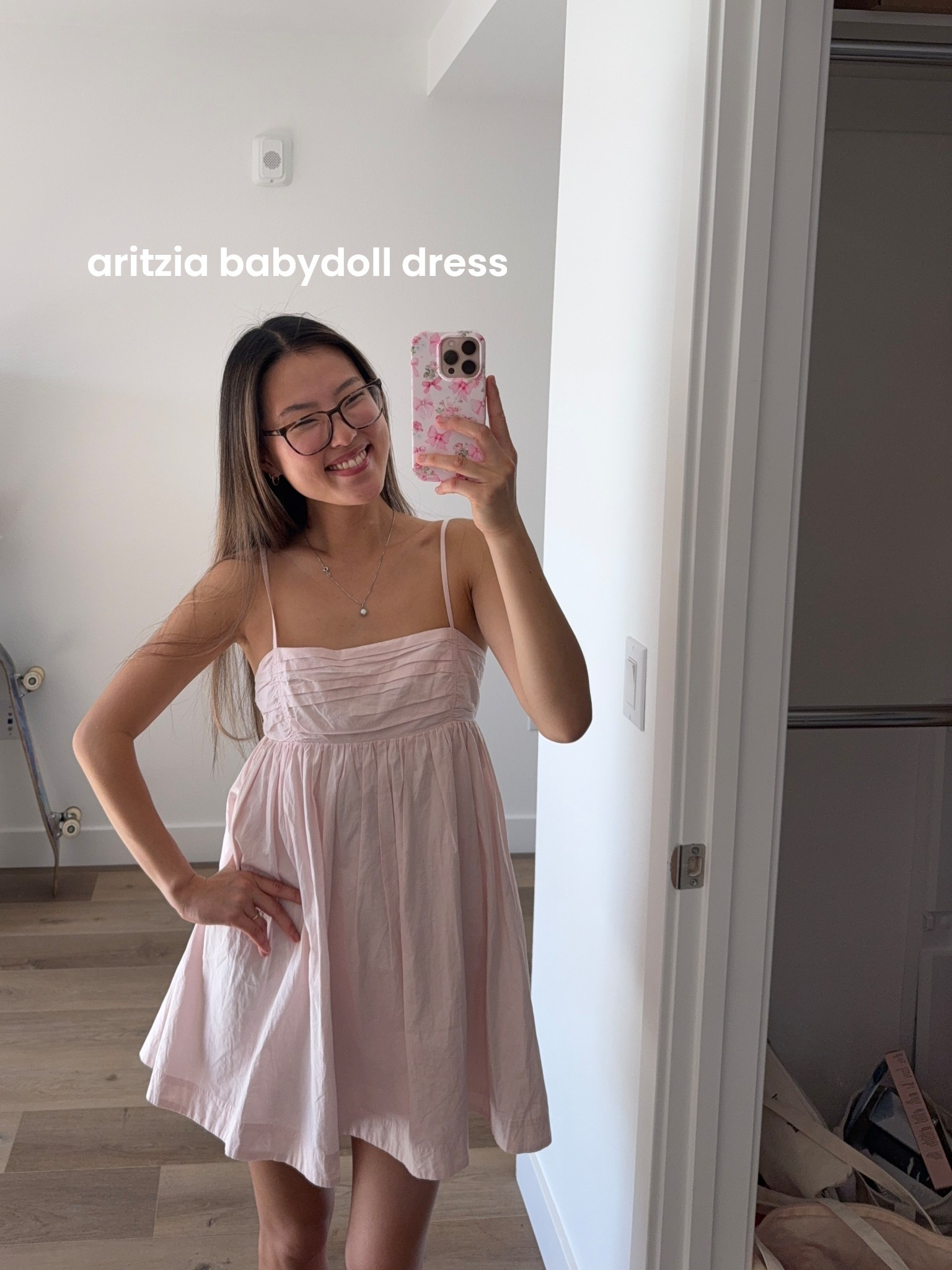 aritzia babydoll dress! i’m wearing an xs, and a bit loose for reference. the pink is currently unavailable but the exact style is linked and comes in white, blue, red, and black! 

aritzia dress, spring dress, babydoll dress, pink dress, pink mini dress, summer mini dress, summer dress 

#LTKStyleTip #LTKFindsUnder100