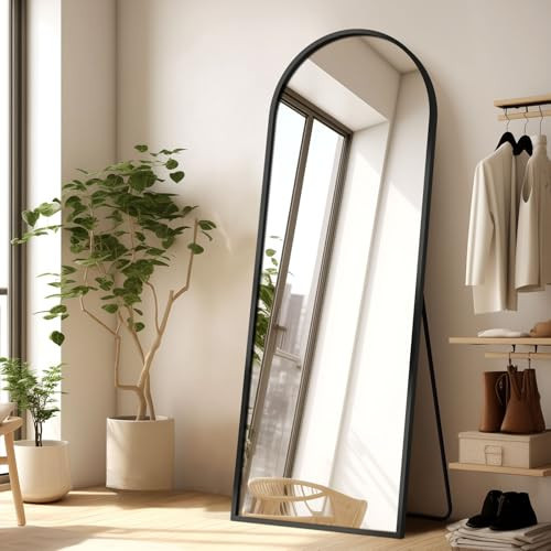 GlasFlength 57"x20" Arched Full Length Mirror, Black Stand Up Mirror Full Length for Bedroom & Cloakroom | Amazon (US)