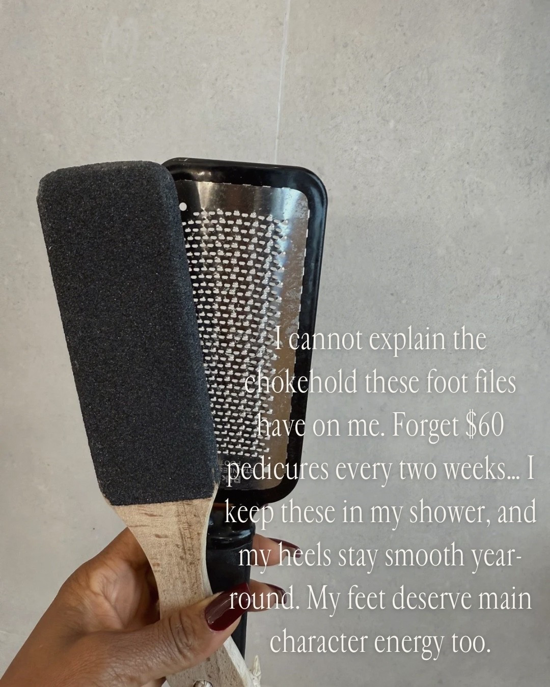 These foot files saved my heels 🤍
I keep them in my shower and use them a few times a week so my feet stay smooth without constantly needing pedicures. Such a simple little thing but honestly one of my favorite self care habits ✨

Estas limas para pies son otro nivel 🤍
Las dejo en la ducha y mis pies siempre se sienten suaves ✨

Follow me on Instagram and YouTube
@kirasfashionfinds

#LTKselfcare #LTKHome #LTKvlog