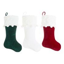 Holiday Time Christmas Stocking Green/White/Red Star Quilt Stocking Set of 3, 20 inches | Walmart (US)