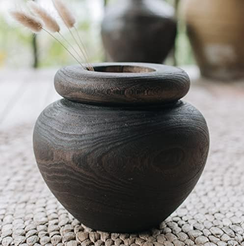 White Oak Village - Black Paulownia Wooden Vase, Rustic Home Decor, Modern Farmhouse, Vintage, Shelf | Amazon (US)