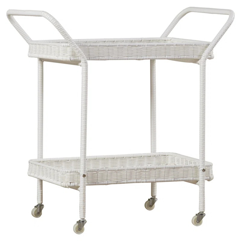 Warba Bar Cart with Metal Frame and Wicker Outer | Wayfair North America
