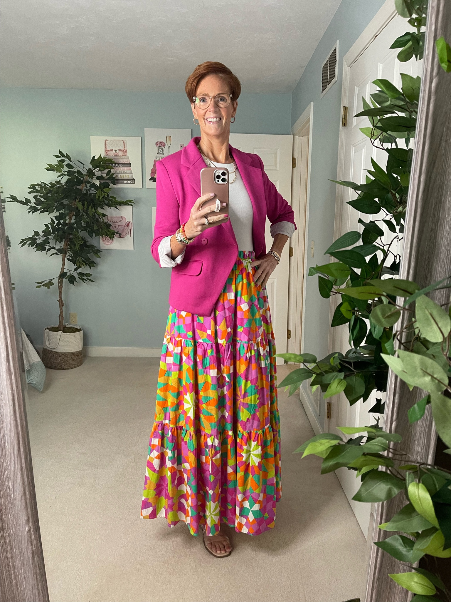 The challenge today - wear a skirt! ✅

My friends and I @blogger.besties.xo are showing off our spring and summer skirts.

I chose this bright, colorful, fun, tiered maxi skirt.
 
I styled it 3 ways. White denim jacket, regular denim jacket, pink blazer. Which is your favorite?

White tank by Michael Stars from Evereve, maxi skirt from local boutique. Linked similar.

White tank top, bright maxi skirt, colorful maxi skirt, white denim jacket, denim jacket, pink blazer, spring outfit, summer outfit

#LTKstyletip #LTKunder100 #LTKFind