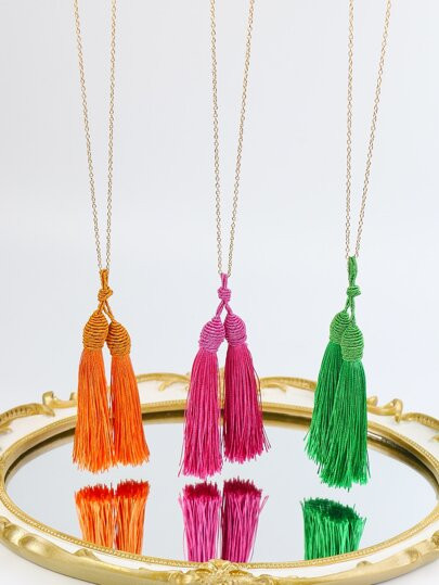 3pcs Tassel Charm Necklace | SHEIN