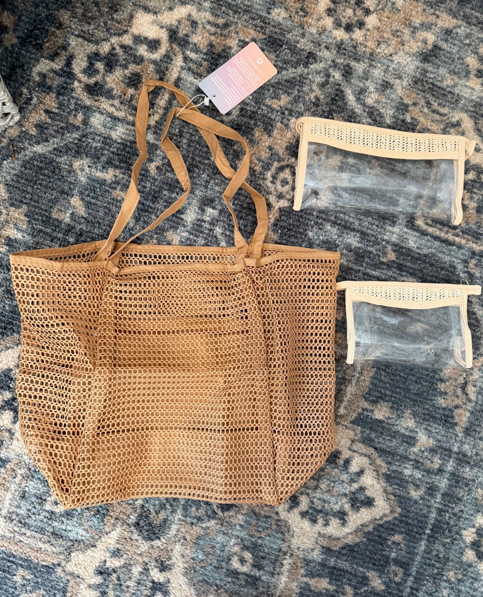 Easy beach bags to throw in a suitcase and go! Comes in several colors! Love the waterproof pouches for phones, earbuds, sunblock etc.  💙🩷💜🩵 #beach #vacay #travel #beachbag #tote #travelessentials #ltk #ltkcreator 

#LTKTravel #LTKSeasonal #LTKFindsUnder50