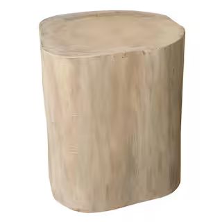 Padma's Plantation Natural Tree Stump 15 in. Whitewash Round Wood 15 in. Side Table NAT06-15-WHT-... | The Home Depot