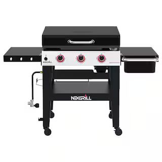 Nexgrill Daytona 3-Burner Propane Gas Grill 30 in. Flat Top Griddle in Black with Lid 720-1057 - ... | The Home Depot