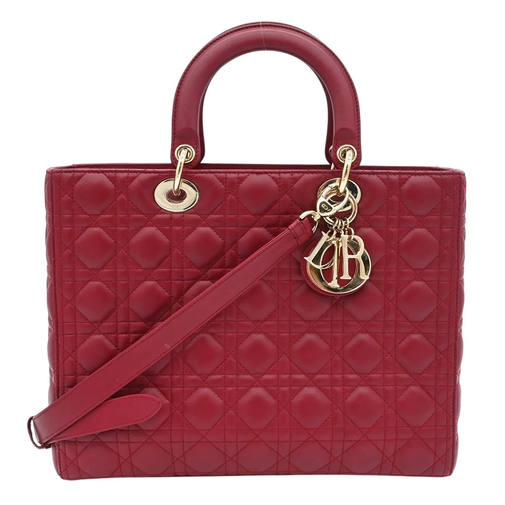Cannage Quilted Large Lady Dior Tote Bag L / BURG / Used | Clotheshorse Anonymous