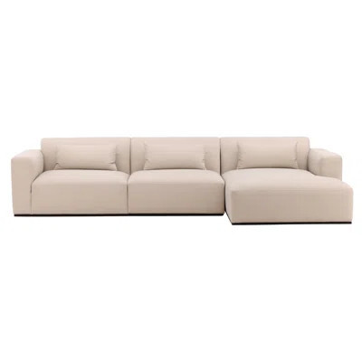Brooklyn Polyester Upholstered Chaise Sectional, Mohair Cream | Wayfair North America