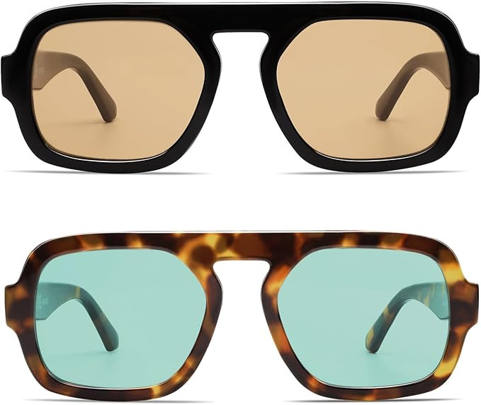 VANLINKER Oversized Retro Square Aviator Sunglasses for Women Men 70s Vintage Style Trendy Big Fl... | Amazon (US)