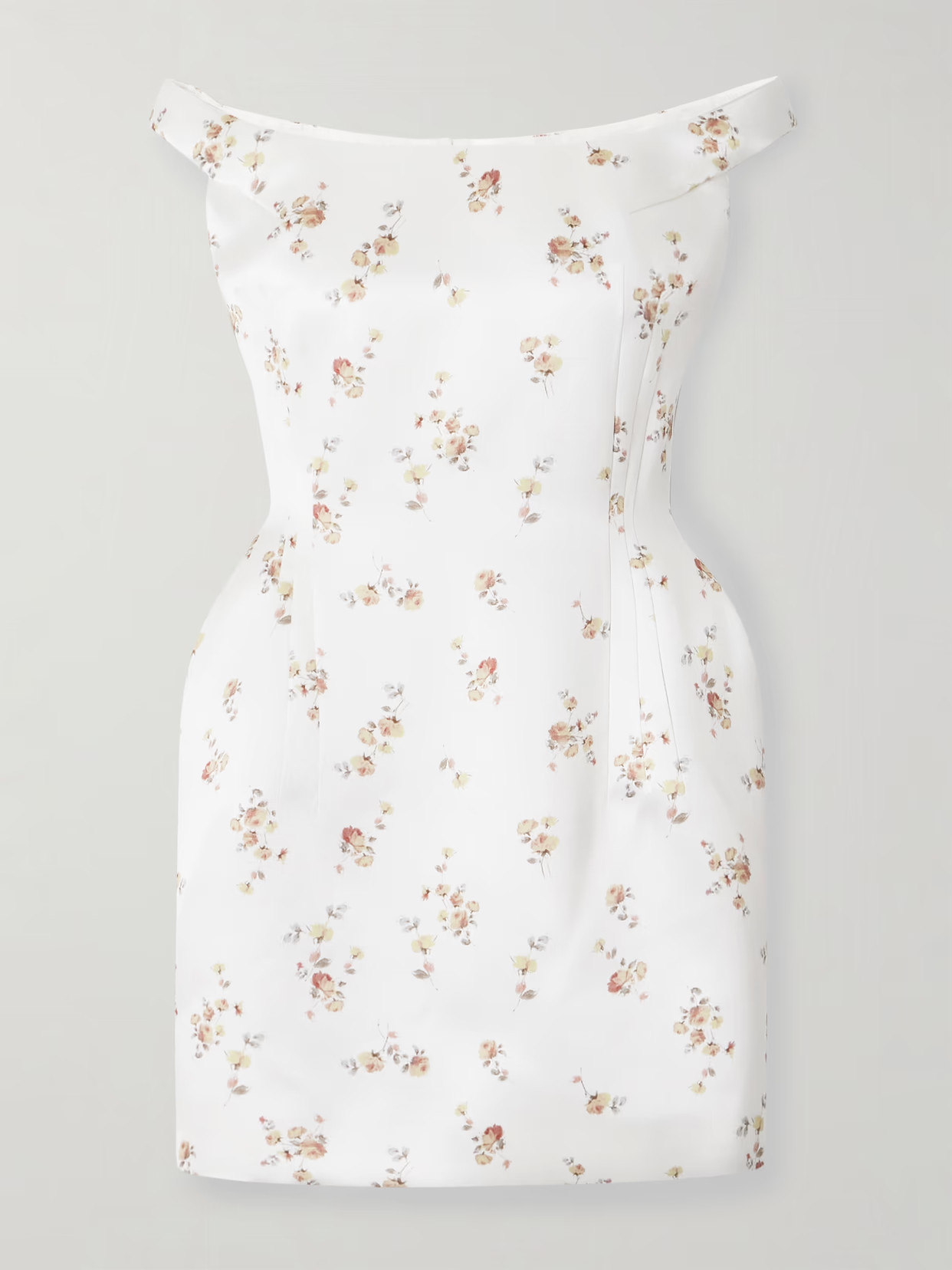 Magda Butrym - Off-the-shoulder Floral-print Silk Mini Dress - Cream | NET-A-PORTER (US)