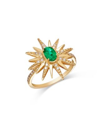 Bloomingdale's Fine Collection Emerald & Diamond Starburst Ring in 14K Yellow Gold  | Bloomingdal... | Bloomingdale's (US)