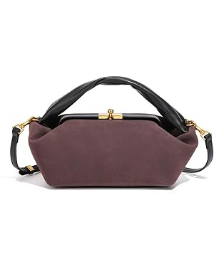 Suede Kiss Lock Shoulder Bag for Women, Vintage Slouchy Hobo Handbag, Soft Faux Suede Satchel wit... | Amazon (US)