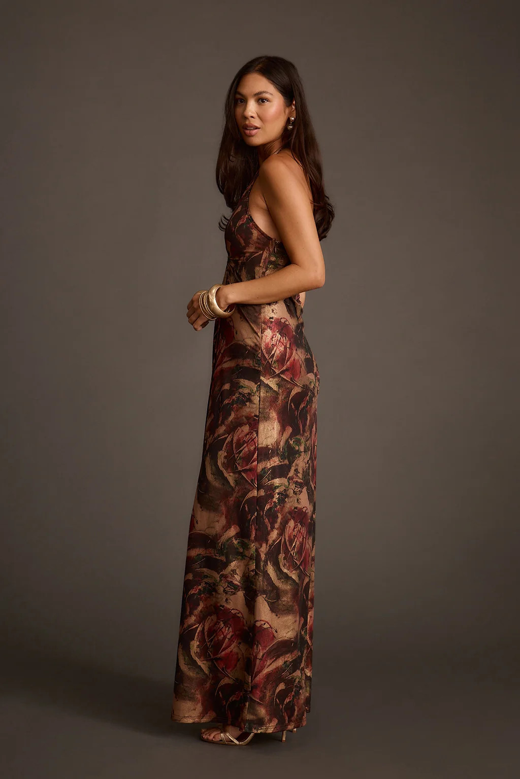 Alondra Dark Floral Plunge Maxi Dress | 12th Tribe | 12th Tribe