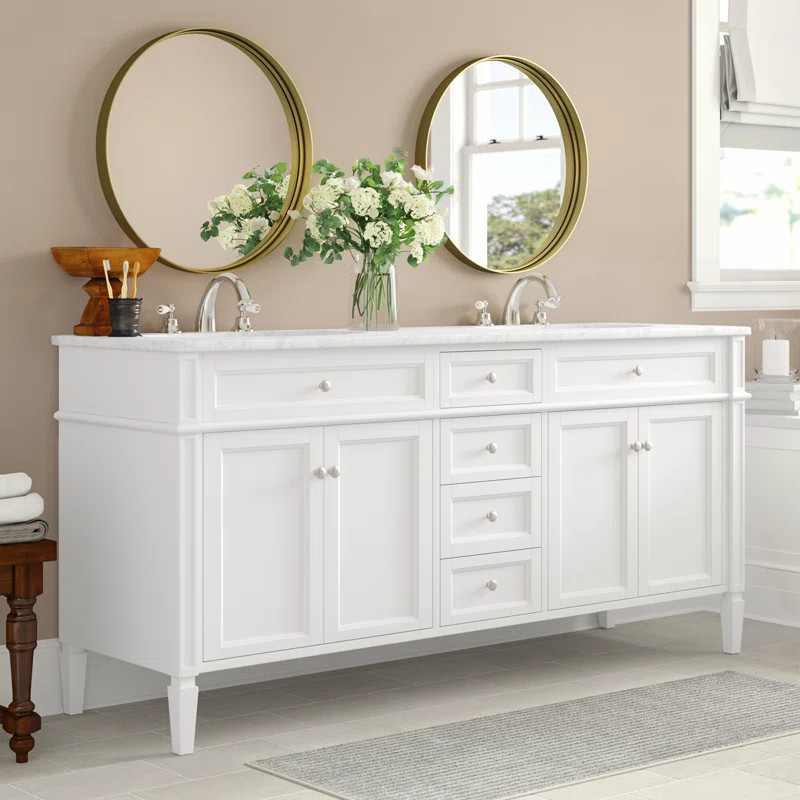 Losoya 72'' Double Bathroom Vanity with Marble Top | Wayfair North America