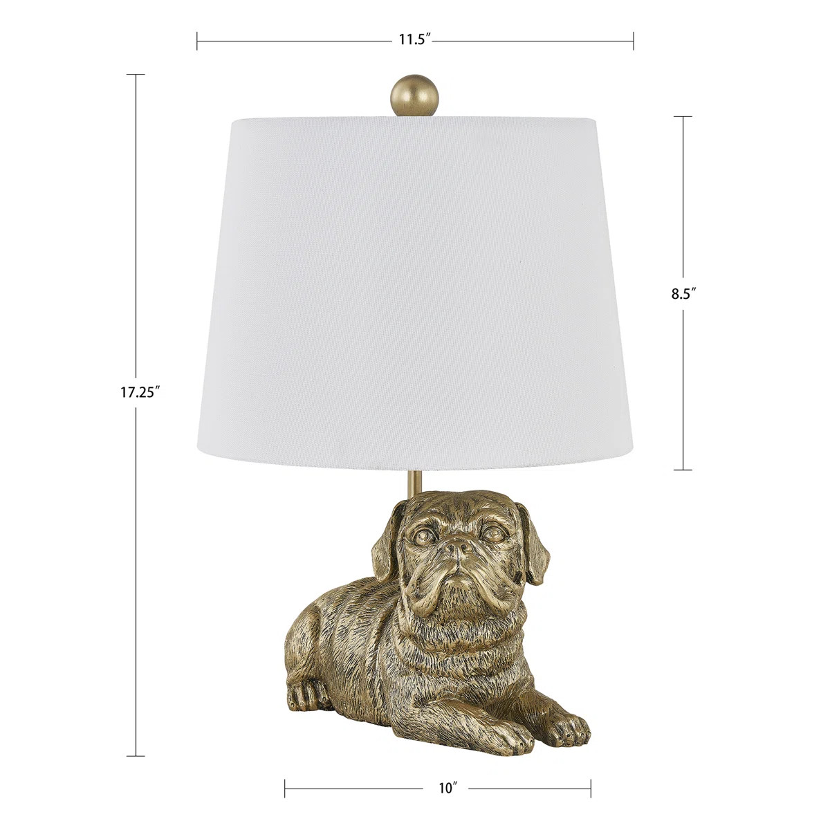 17.25" Resin Pug Table Lamp With Shade | Wayfair North America