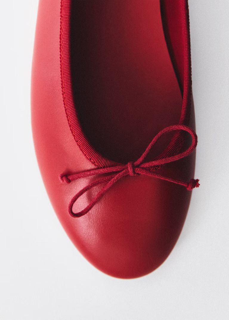 Bow leather ballerina | MANGO (US)