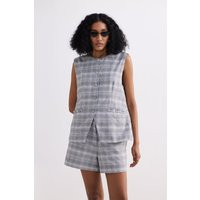 Cotton Tweed Vest Jacket Set in Grey | Color: Steel Breeze | Size: 3XL | Reistor (US)