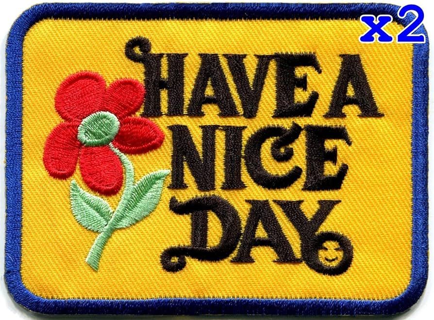 Pack of 2 Have a Nice Day 70s Slogan Hippie Retro Boho Weed Love Embroidered Applique Iron-on Pat... | Amazon (US)