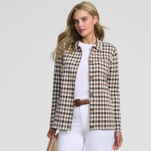 Women's Cotton Jacquard Barn Jacket Sweater - Lands' End - Ivory - XL | Lands' End (US)