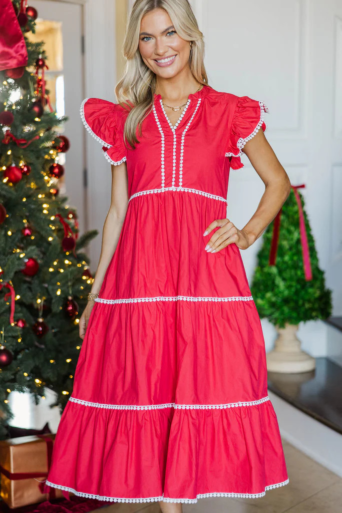 NURSING COLLECTION: All About Ease Red Midi Dress | The Mint Julep Boutique