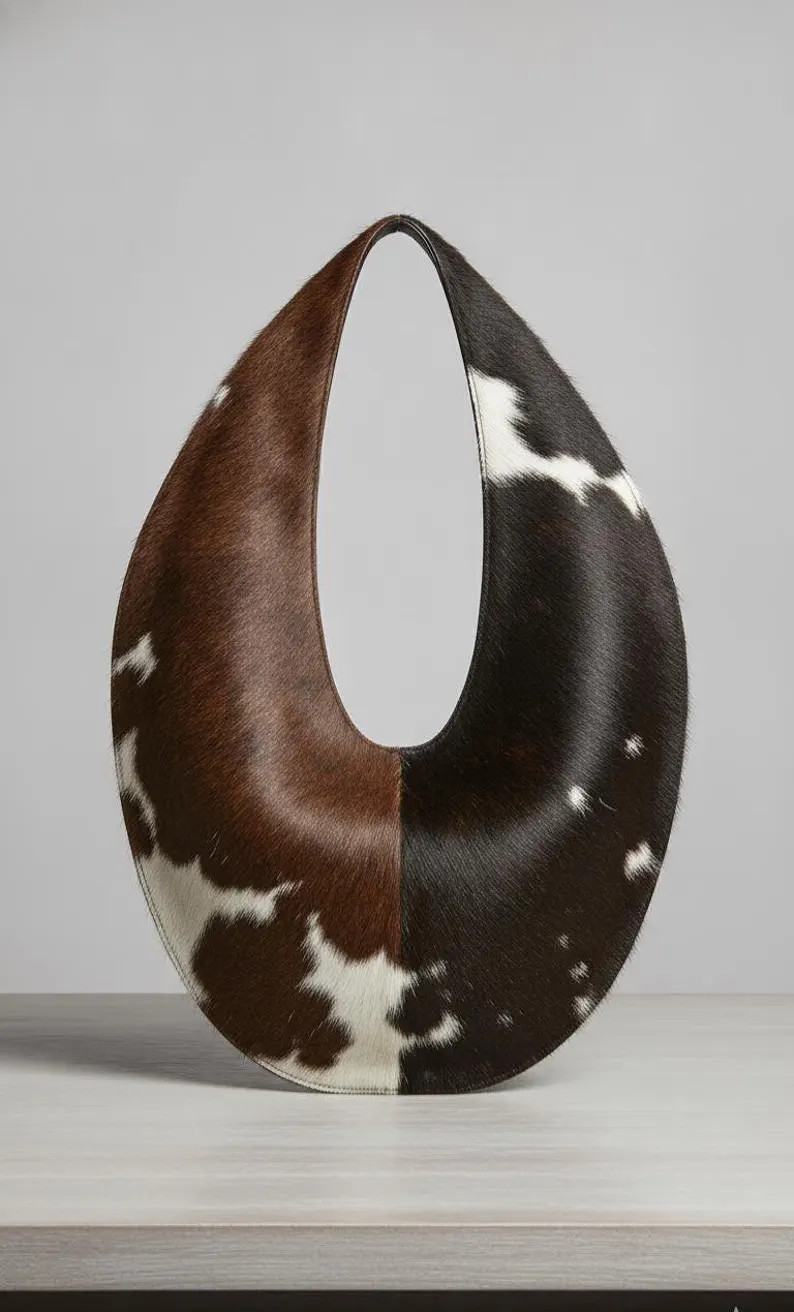 Cowhide Hair On Leather Bag, Handmade Hair On Hide Hobo, Sculptural Shoulder Purse, Western Boho ... | Etsy (Global)