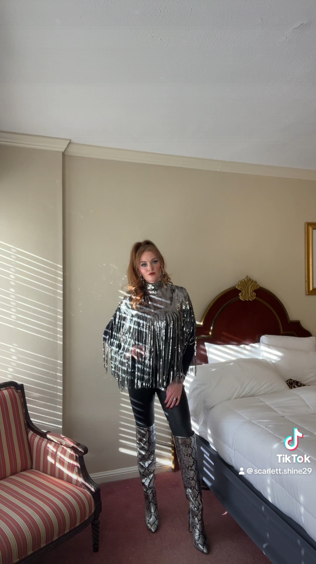 Taylor Swift Eras Tour Look🖤 
Boots fit true to size, wearing 10. Bodysuit fits true to size, wearing medium. Abercrombie pants fit true to size, 28 regular. 

Reputation era - snake skin boots - DSW - Jessica Simpson - black leather pants - black bodysuit - staple pieces - boots - concert outfit - Taylor swift - swiftie - Abercrombie & Fitch - metallic boots - Amazon earrings - snake earrings - TikTok - video - outfit video - leather pants 

#LTKShoeCrush #LTKSeasonal #LTKVideo