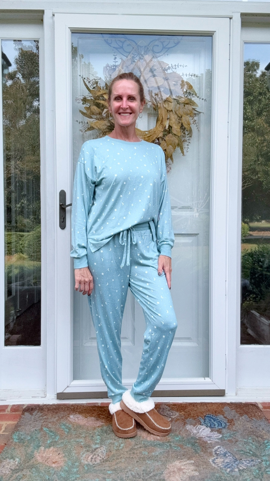 Every season I get so excited about getting new jammies!  And this year, they’re extra good!  They’re super soft and stretchy, have an elastic waistband with a draw string, ankle cuffs, and pockets.  Plus, they’re budget friendly and come in a lot of colors and patterns. 
***I’m wearing a medium in the top and a small in the bottoms. 

#LTKSeasonal #LTKStyleTip #LTKOver40