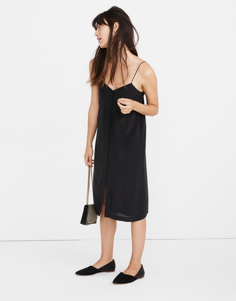 Silk Button-Front Slip Dress | Madewell