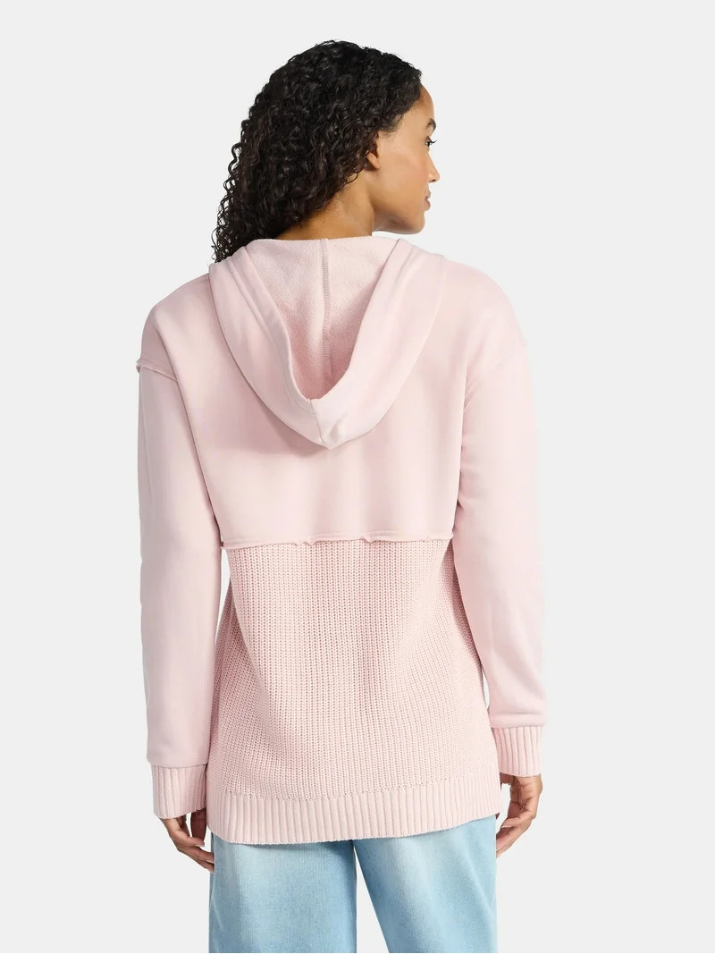 Time and Tru Women's Mixed Media Hoodie, Sizes XS-XXXL | Walmart (US)