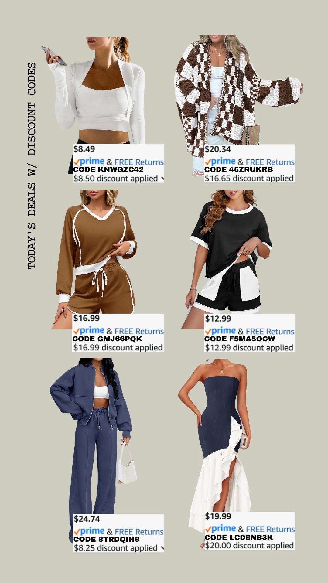 PROMO CODE DEALS ON AMAZON!

Promo codes are entered are on the check out screen where you select payment method. 

Codes & coupons only work for a limited time! If you get an error, it may have maxed the color/size you selected.. so try another one. Sometimes it helps to check out one item at a time! 

SCREENSHOT TO EASILY COPY/PASTE PROMO CODE AT CHECKOUT! 

#affordablestyle #amazonstyle 