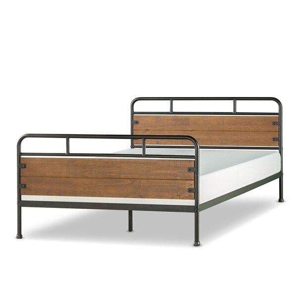 Priage by Zinus Santa Fe Wood and Metal 12 Inch Platform Bed Frame with Footboard | Bed Bath & Beyond