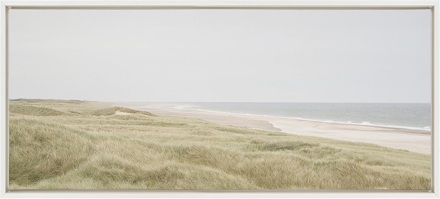 Kate and Laurel Sylvie Peaceful and Serene Coastal Landscape Framed Canvas Wall Art by The Creati... | Amazon (US)