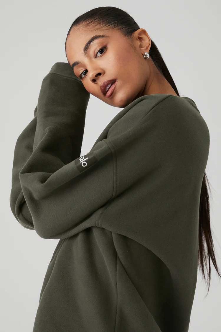 Renown Heavy Weight Crew Neck Pullover - Stealth Green | Alo Yoga (US)