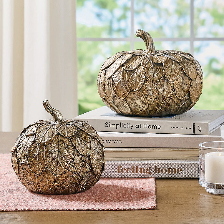 Leaf Layered Pumpkin, Set Of Two - Grandin Road | Grandin Road