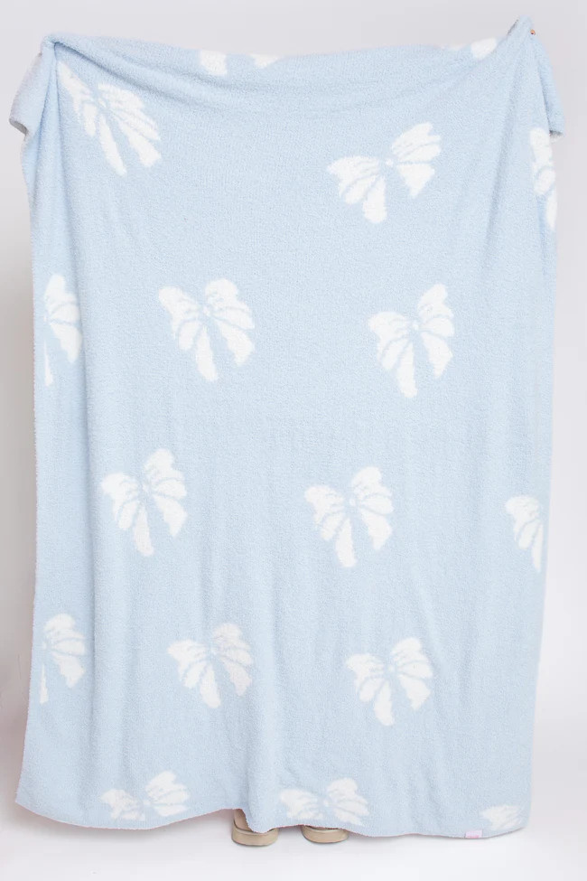 Make Me Believe Take A Bow Blue Blanket | Pink Lily